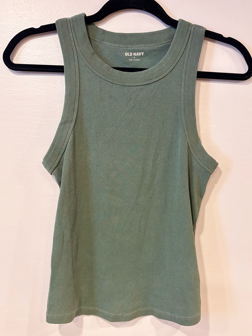 Old Navy Olive Green Ribbed High-Neck Tank Top Women's Medium